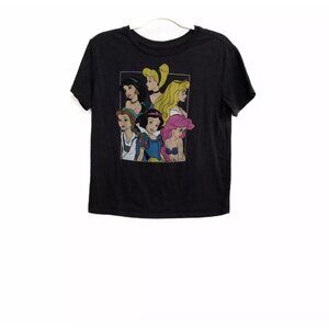 Disney Princess Womens Black Polycotton T-Shirt Graphic Print Round Neck M